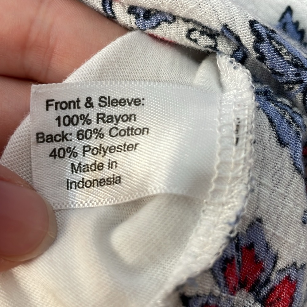 LANE BRYANT UEC Women’s Sz 14 pattern mixed media short sleeve shirt top white - Picture 6 of 10